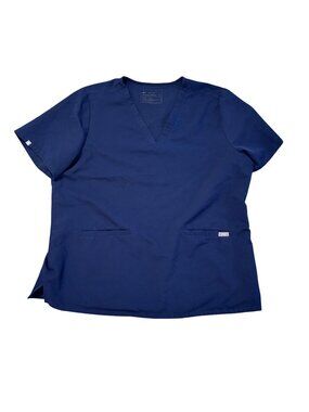 Figs Women's Sz XXL Navy Blue Casma Scrub Top With Pockets